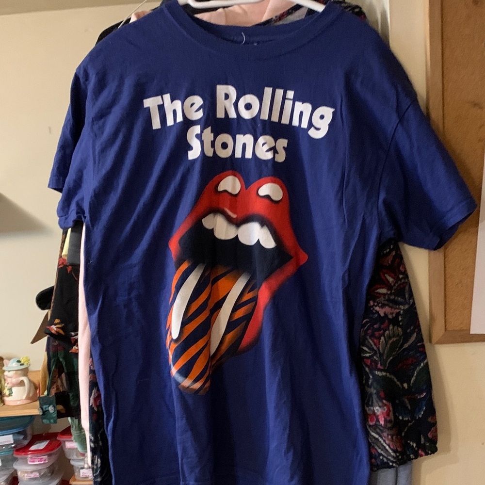 Rolling Stone Band Tee Size Large Zipcode Design Blue Graphic Tee